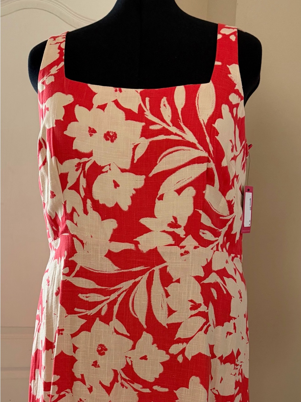 Vince Camuto Red & Ivory Floral Midi Sundress